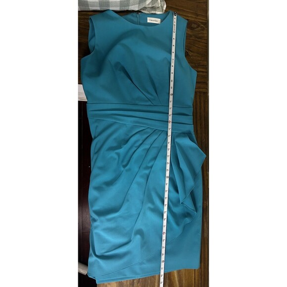 Calvin Klein Women’s Size 6 Sheath Dress Blue Aqua Sleeveless Knee Length - Picture 9 of 9